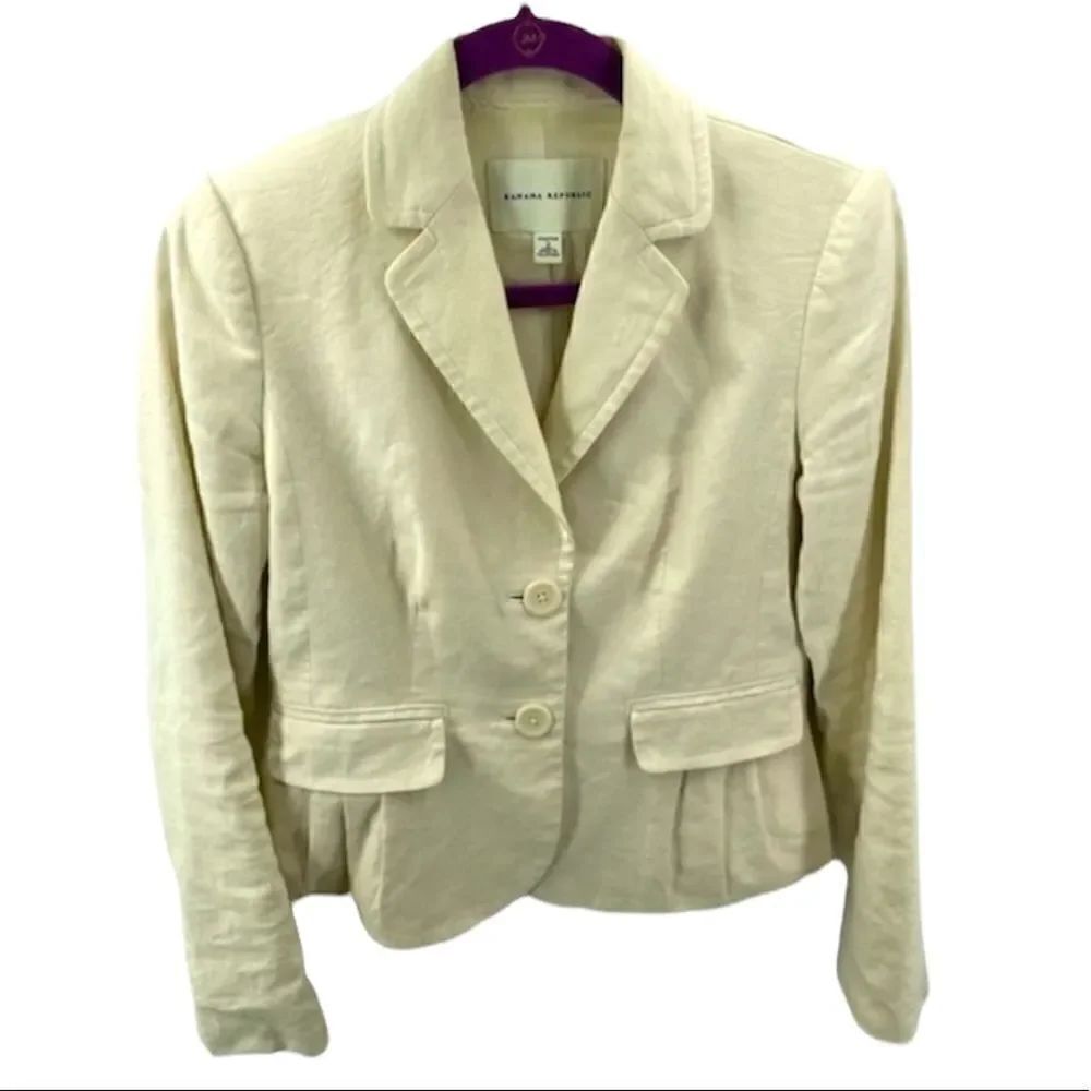 Banana Republic flax blazer coat jacket off white cream stretch 2
